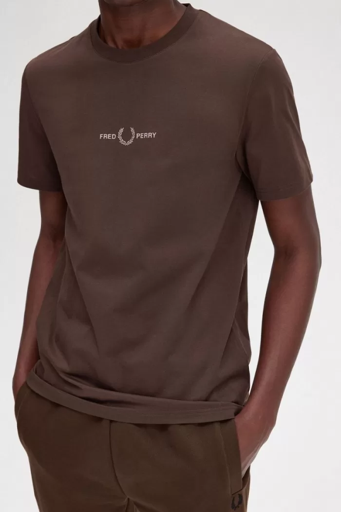 Fred Perry Embroidered Men’s T-Shirt Burnt Tobacco | UOANI1842