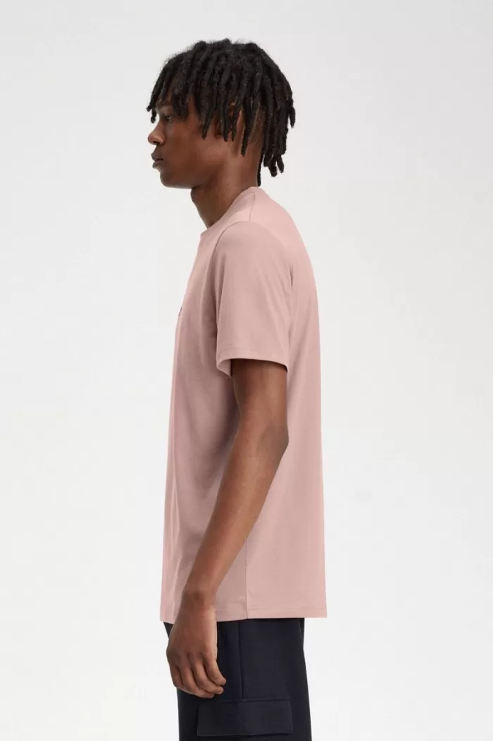 Fred Perry Embroidered Men’s T-Shirt Dark Pink | UNFAH6514