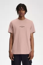 Fred Perry Embroidered Men’s T-Shirt Dark Pink | UNFAH6514