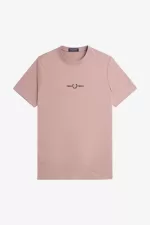 Fred Perry Embroidered Men’s T-Shirt Dark Pink | UNFAH6514