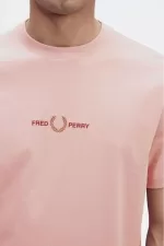 Fred Perry Embroidered Men’s T-Shirt Dusty Rose Pink | JVMKX3597