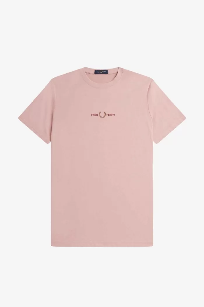 Fred Perry Embroidered Men’s T-Shirt Dusty Rose Pink | JVMKX3597