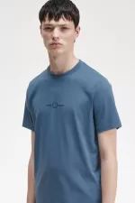 Fred Perry Embroidered Men’s T-Shirt Midnight Blue | QCHYJ9867