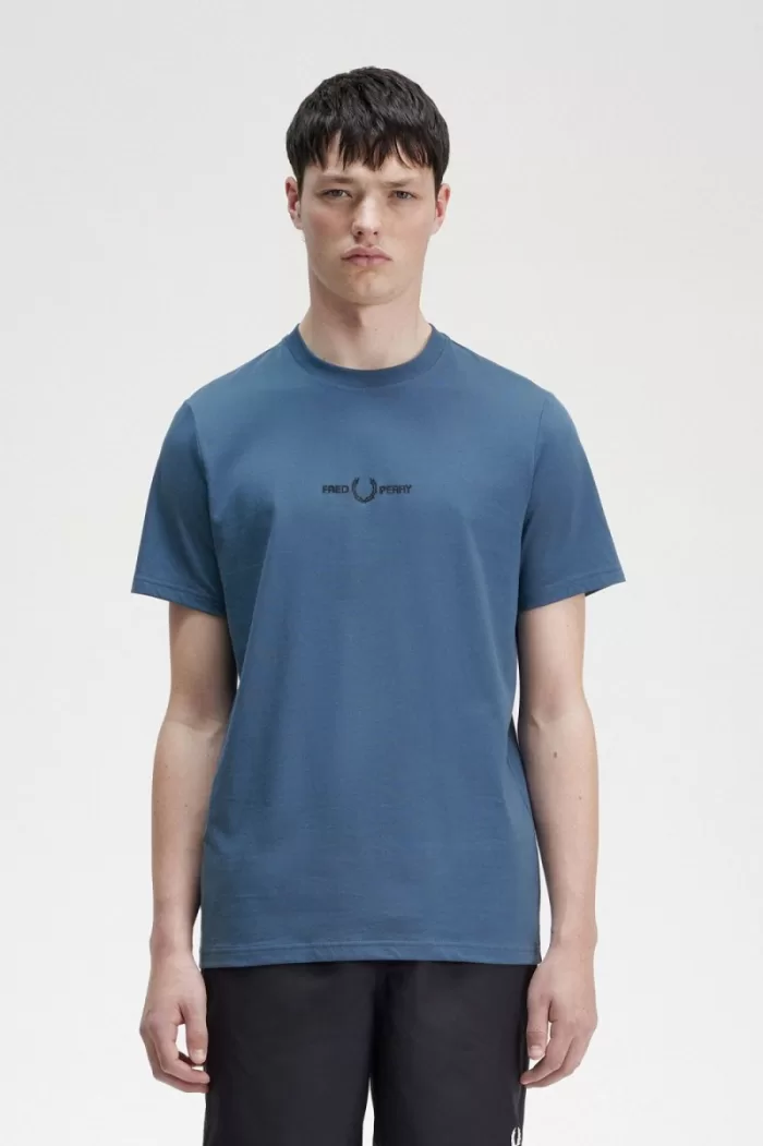 Fred Perry Embroidered Men’s T-Shirt Midnight Blue | QCHYJ9867