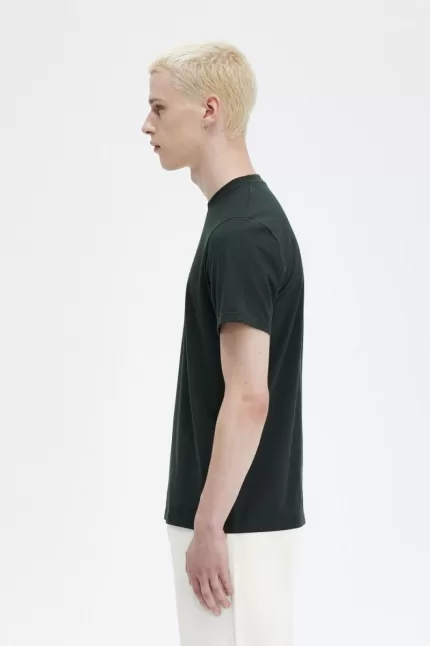 Fred Perry Embroidered Men’s T-Shirt Night Green | EMAQO3091