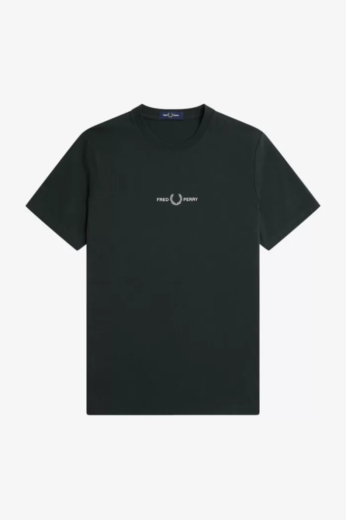 Fred Perry Embroidered Men’s T-Shirt Night Green | EMAQO3091