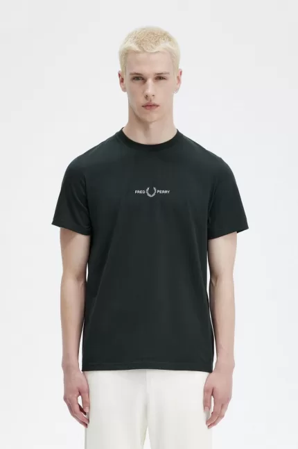 Fred Perry Embroidered Men’s T-Shirt Night Green | EMAQO3091