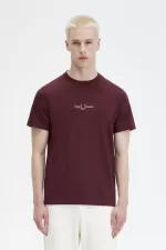 Fred Perry Embroidered Men’s T-Shirt Oxblood | YGWQU0587