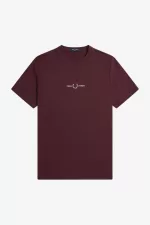 Fred Perry Embroidered Men’s T-Shirt Oxblood | YGWQU0587