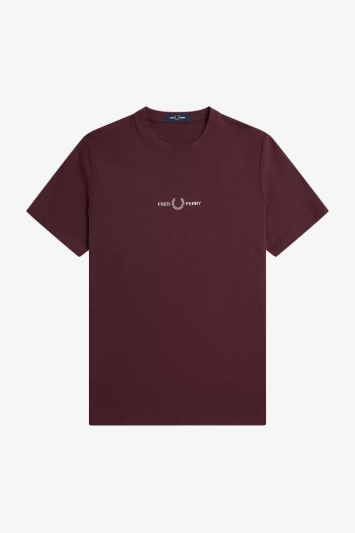 Fred Perry Embroidered Men’s T-Shirt Oxblood | YGWQU0587