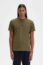 Fred Perry Embroidered Men’s T-Shirt Uniform Green | TNVJK6245