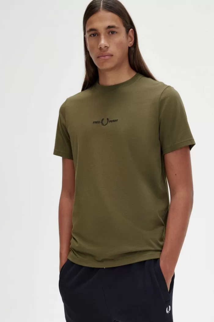 Fred Perry Embroidered Men’s T-Shirt Uniform Green | TNVJK6245