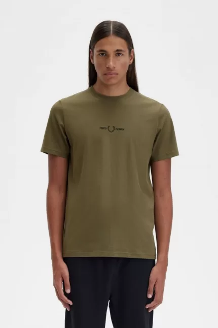 Fred Perry Embroidered Men’s T-Shirt Uniform Green | TNVJK6245