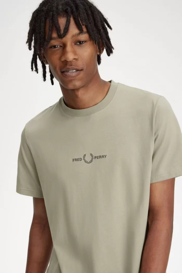 Fred Perry Embroidered Men’s T-Shirt Warm Grey | UZCGA4318