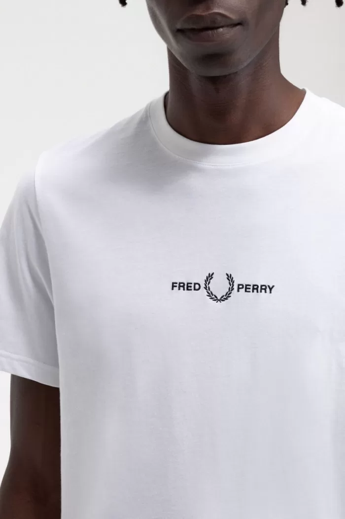 Fred Perry Embroidered Men’s T-Shirt White | UODEJ4026