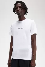 Fred Perry Embroidered Men’s T-Shirt White | UODEJ4026