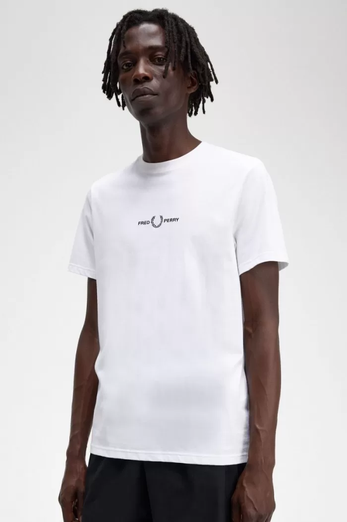 Fred Perry Embroidered Men’s T-Shirt White | UODEJ4026