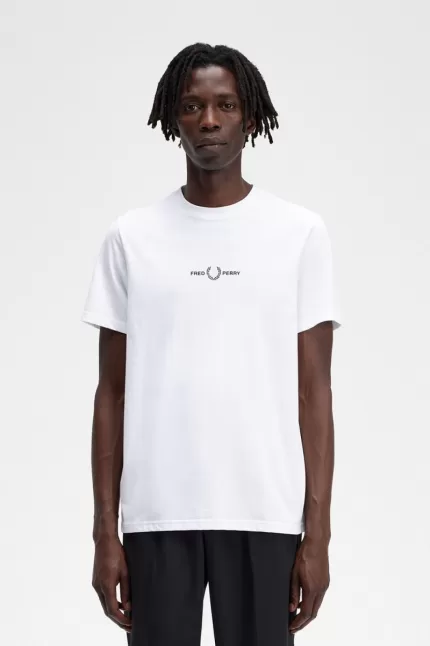 Fred Perry Embroidered Men’s T-Shirt White | UODEJ4026