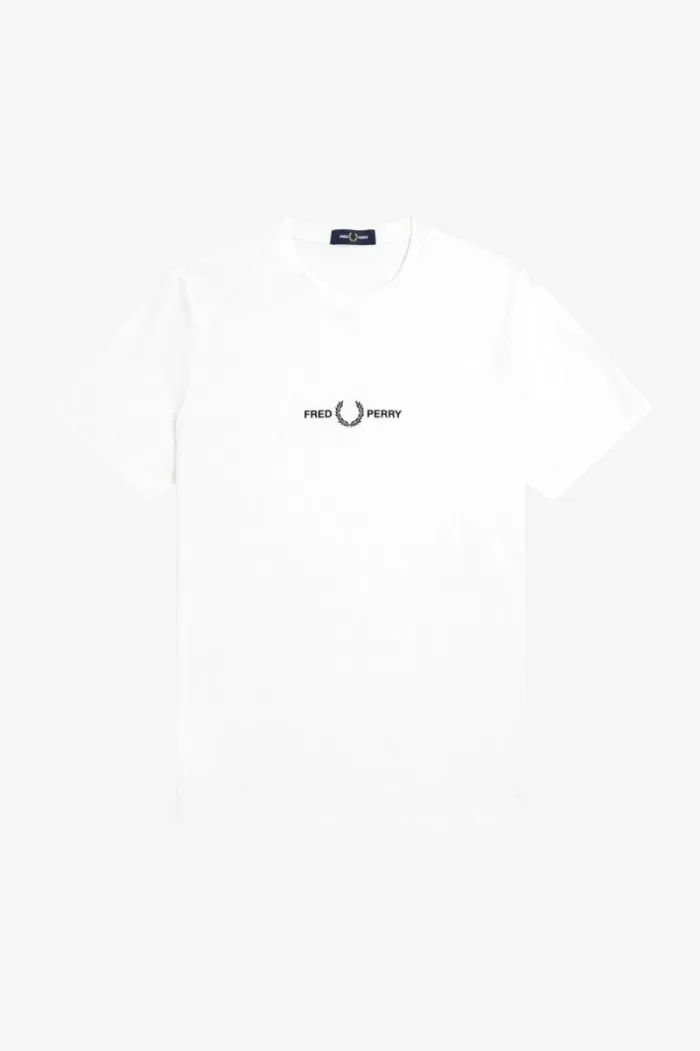 Fred Perry Embroidered Men’s T-Shirt White | UODEJ4026