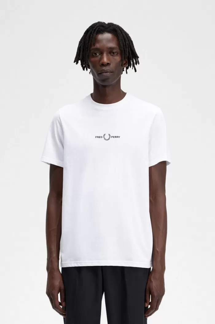 Fred Perry Embroidered Men’s T-Shirt White | UODEJ4026