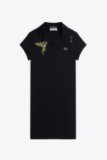 Fred Perry Embroidered Piqué Women’s Dress Black | SJZMY1659