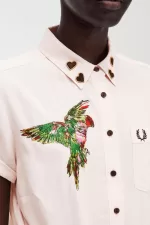 Fred Perry Embroidered Tie-Front Women’s Shirt Milky Pink | USDXJ5298