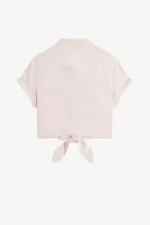 Fred Perry Embroidered Tie-Front Women’s Shirt Milky Pink | USDXJ5298