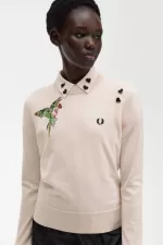 Fred Perry Embroidered Women’s Jumper Milky Pink | EQFJM4193