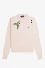 Fred Perry Embroidered Women’s Jumper Milky Pink | EQFJM4193