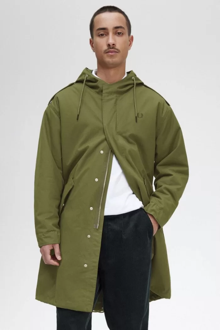 Fred Perry Faux Fur Lined Men’s Parka Parka Green | UFOHL1593