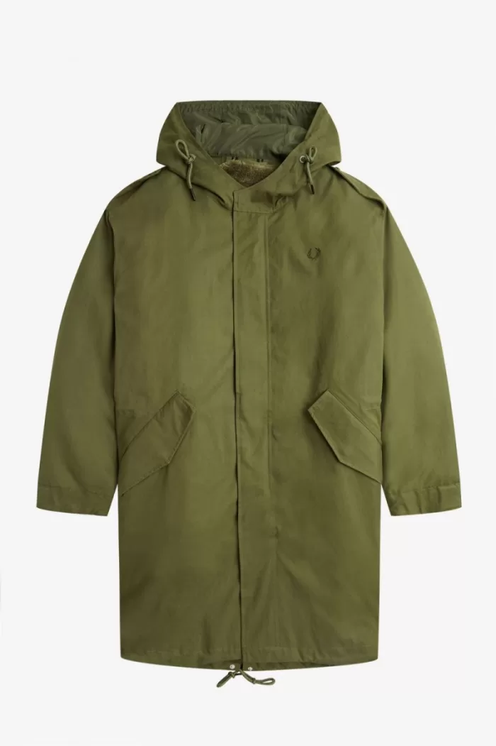 Fred Perry Faux Fur Lined Men’s Parka Parka Green | UFOHL1593