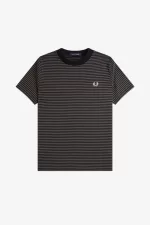 Fred Perry Fine Stripe Heavyweight Men’s T-Shirt Black Field Green | TZKBD8395