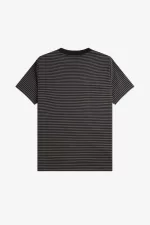 Fred Perry Fine Stripe Heavyweight Men’s T-Shirt Black Field Green | TZKBD8395