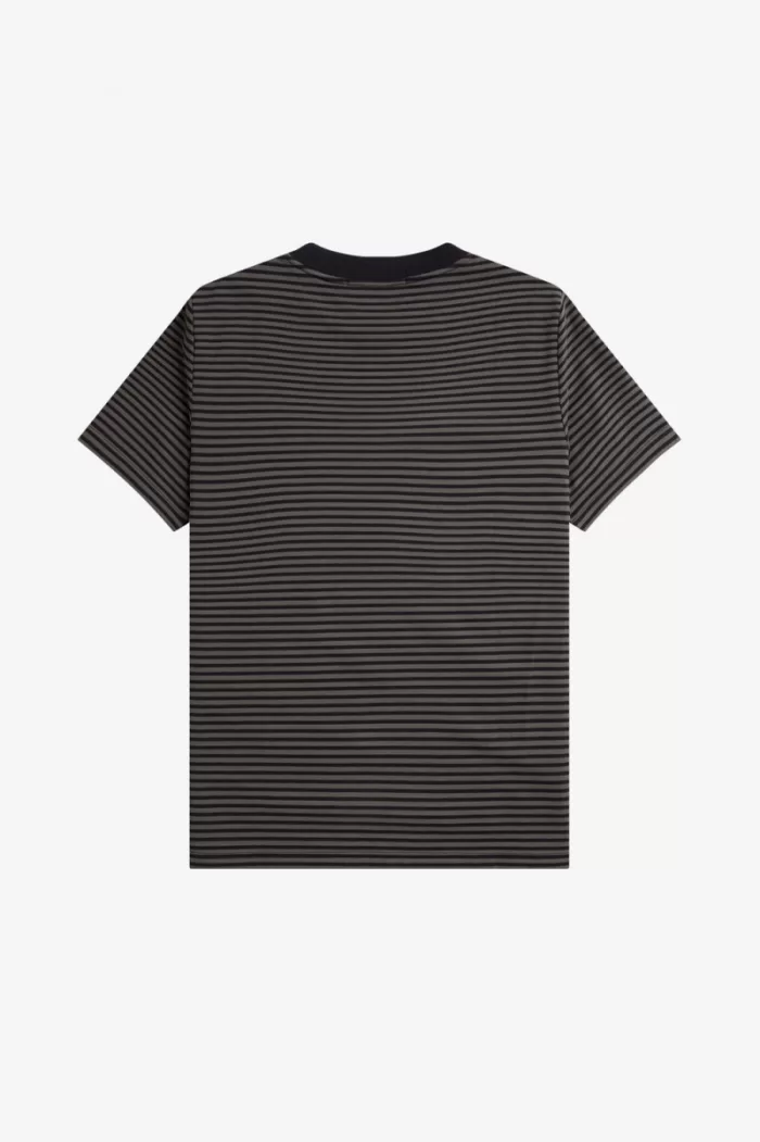 Fred Perry Fine Stripe Heavyweight Men’s T-Shirt Black Field Green | TZKBD8395