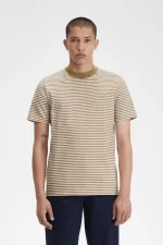 Fred Perry Fine Stripe Heavyweight Men’s T-Shirt Snow White Green | VMWKB8067