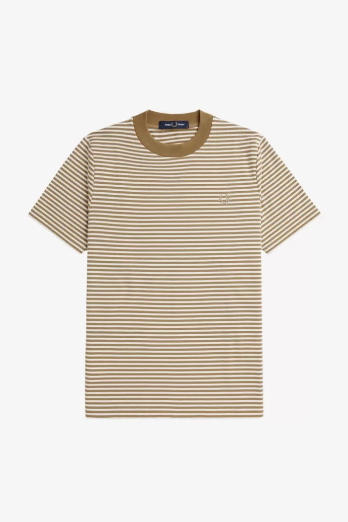 Fred Perry Fine Stripe Heavyweight Men’s T-Shirt Snow White Green | VMWKB8067