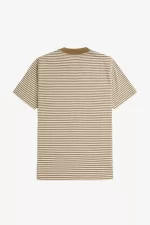 Fred Perry Fine Stripe Heavyweight Men’s T-Shirt Snow White Green | VMWKB8067