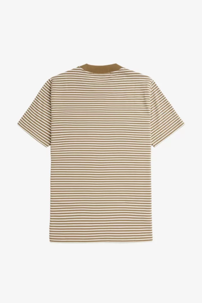 Fred Perry Fine Stripe Heavyweight Men’s T-Shirt Snow White Green | VMWKB8067