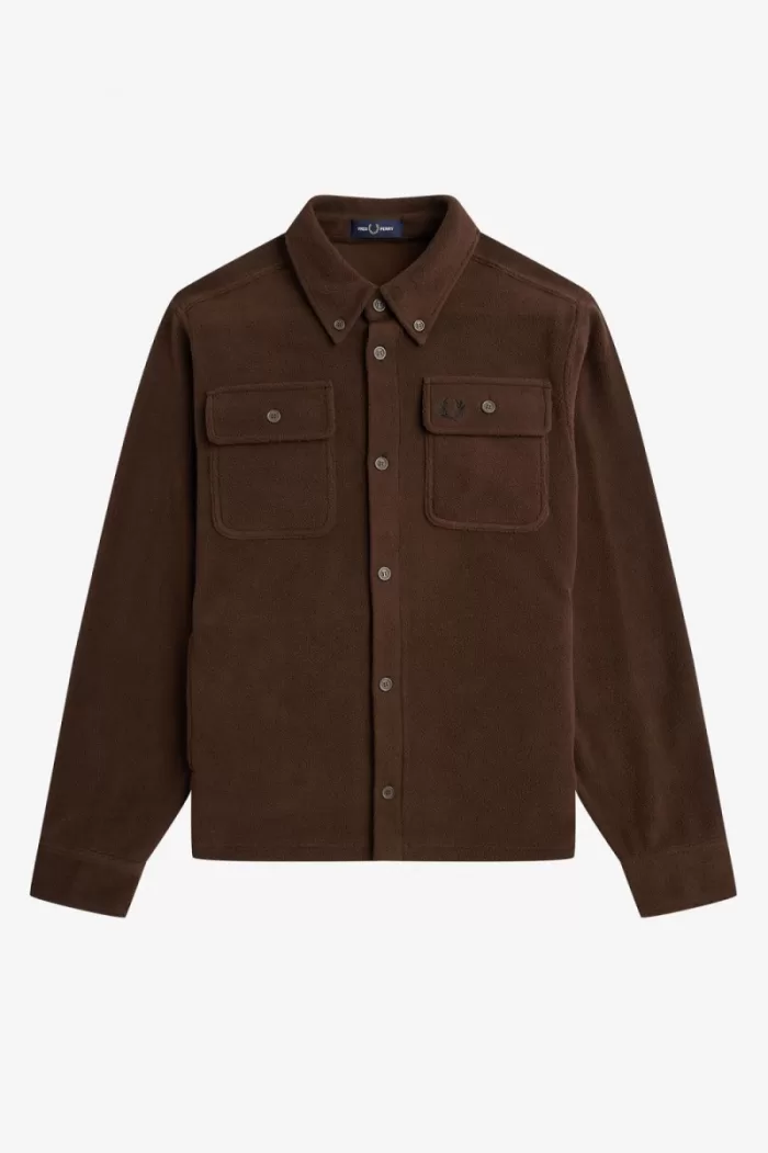 Fred Perry Fleece Men’s Shirt Burnt Tobacco | EWHIY4265