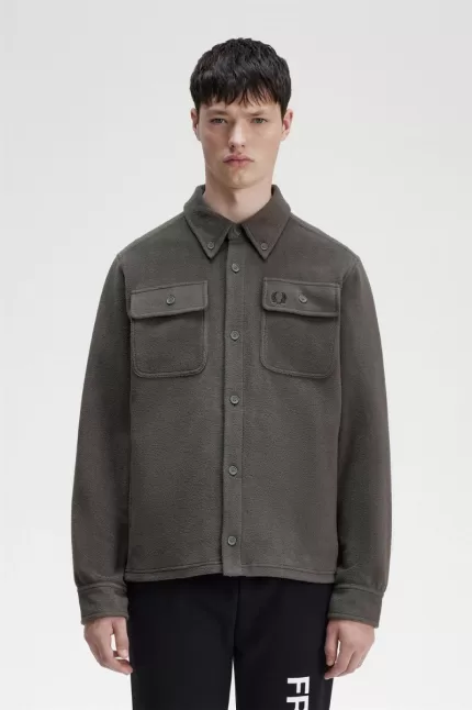 Fred Perry Fleece Men’s Shirt Field Green | JRQXA8301