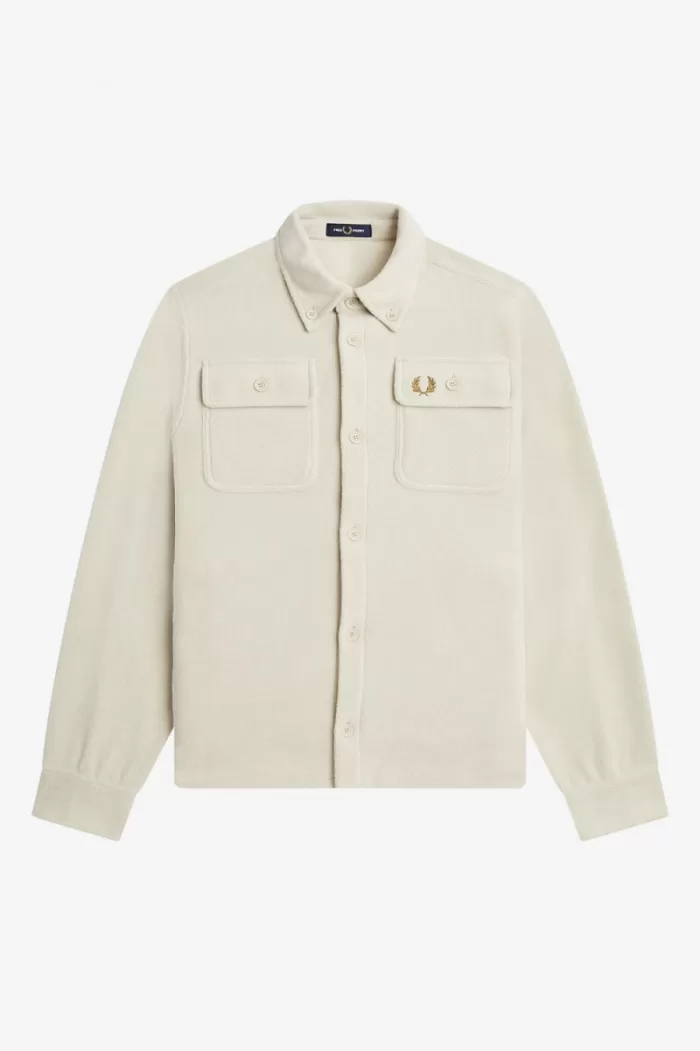 Fred Perry Fleece Men’s Shirt Oatmeal | DGBZH3029