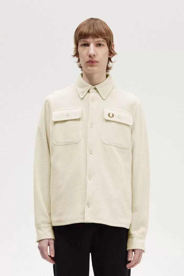 Fred Perry Fleece Men’s Shirt Oatmeal | DGBZH3029