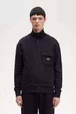 Fred Perry Funnel Neck Men’s Track Jackets Black | SHLYD2138