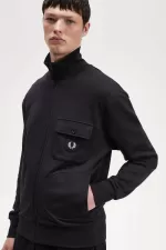 Fred Perry Funnel Neck Men’s Track Jackets Black | SHLYD2138