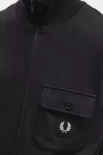 Fred Perry Funnel Neck Men’s Track Jackets Black | SHLYD2138