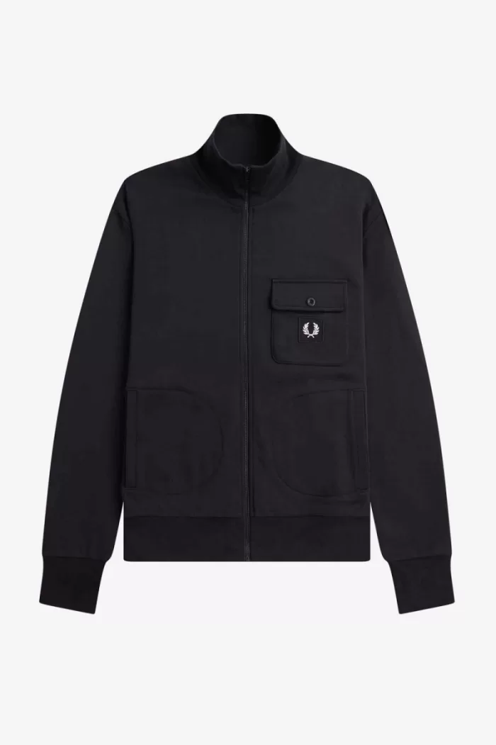 Fred Perry Funnel Neck Men’s Track Jackets Black | SHLYD2138