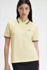 Fred Perry G3600 Women’s Shirt Aqua Cream French Navy | DTPZV8342