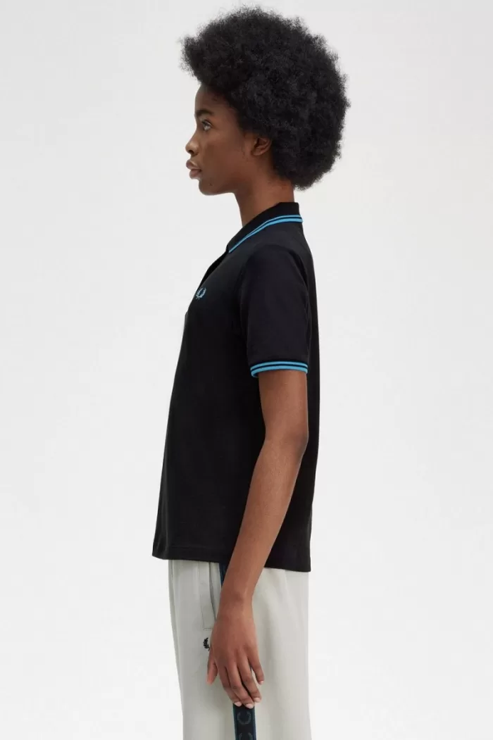 Fred Perry G3600 Women’s Shirt Black Cyber Blue Cyber Blue | HRPEO4650