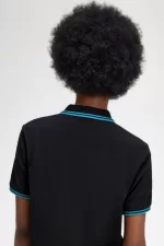 Fred Perry G3600 Women’s Shirt Black Cyber Blue Cyber Blue | HRPEO4650