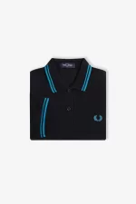 Fred Perry G3600 Women’s Shirt Black Cyber Blue Cyber Blue | HRPEO4650